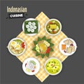 iew of Indonesian Cuisine on table napkin. Royalty Free Stock Photo