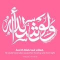 And if Allah had willed, He could have taken away their hearing and their sight