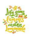 If Life Gives You Lemons Make Lemonade. Handwritten Motivation Poster. Modern Unique Lettering. Vector Illustration