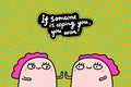 If someone is coping you won hand drawn vector illustration in cartoon comic style twins together motivation print Royalty Free Stock Photo