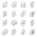 Pack of Cloud Hosting Linear Icons