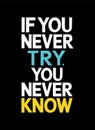 If You Never Try, You Never Know - A Motivational Quote Design Royalty Free Stock Photo