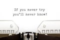 If you never try you will never know Royalty Free Stock Photo
