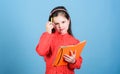 If you want an education go to the library. Serious small child reading library book. Adorable little library reader Royalty Free Stock Photo