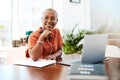 If you want to achieve success, then dont doubt your dreams. a young businesswoman wearing earphones while working in an