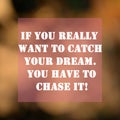 If you really want to catch your dream. You have to chase it