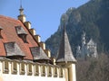 Schwangau is called the `village of royal castles`, it is located under a mountain, over which Neuschwanstein and Hohenschwangau r Royalty Free Stock Photo