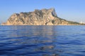 Ifach Penon mountain in Calpe from blue sea