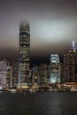 IFC on Hong Kong Island skyline during rainy night, China Royalty Free Stock Photo