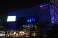 Ifly Singapore indoor skydiving facade at night in Sentosa, Singapore