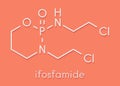 Ifosfamide cancer chemotherapy drug molecule. Skeletal formula.