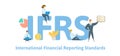 IFRS, International Financial Reporting Standards. Concept with keywords, letters and icons. Flat vector illustration