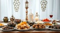 Iftar feast table with traditional Middle Eastern food Royalty Free Stock Photo