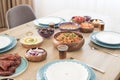 Iftar Food Table at Home. Evening Meal For Ramadan. Arabic Cuisine. Middle Eastern Traditional Lunch. Assorted Of Egyptian Royalty Free Stock Photo