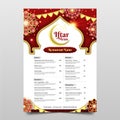 Iftar Menu Template with Elegant Red and Gold Ornaments