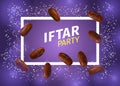 Iftar Party Banner with Realistic Vector Dried Dates