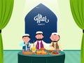 Iftar Party celebration, invitation card design with Islamic men