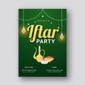 Iftar Party Invitation Card, Flyer Design with Event Details in Green Royalty Free Stock Photo