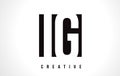 IG I Q White Letter Logo Design with Black Square.