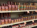 IGA Grocery store Canned baked beans section and prices Royalty Free Stock Photo