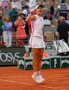 Iga Swiatek of Poland celebrates victory after women semi-final match against Beatriz Haddad Maia of Brazil at 2023 Roland Garros