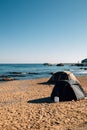 Igari beach and camping tent in Pohang, Korea Royalty Free Stock Photo