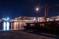 Ight view of Rethymno town harbor at Crete island, Greece