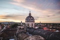 Iglesia La Merced in Granada, Nicaragua during a purple sunset Royalty Free Stock Photo