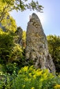 Iglica limestone rock known as Spire or Needle in Bedkowska Valley near Cracow in Lesser Poland