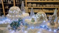 Igloo and christmas decorations at the interio of Santa Claus village shop in Terni