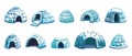 Igloo collection. Cartoon ice brick houses, north pole buildings. Traditional houses of nordic people nations, isolated Royalty Free Stock Photo