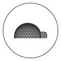 Igloo dwelling with icy cubes blocks Place when live inuits and eskimos Arctic home Dome shape icon in circle round outline black