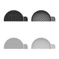 Igloo dwelling with icy cubes blocks Place when live inuits and eskimos Arctic home Dome shape icon outline set black grey color