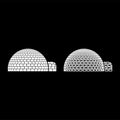 Igloo dwelling with icy cubes blocks Place when live inuits and eskimos Arctic home Dome shape icon outline set white color