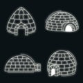 Igloo eskimo icon set vector neon