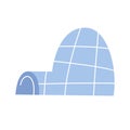 Igloo home illustration, northern inuit or eskimo house made of ice blocks, doodle colored icon Royalty Free Stock Photo