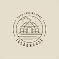 igloo house logo line art vector vintage simple illustration template icon graphic design. traditional house of eskimo people sign