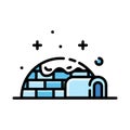 Igloo ice house flat icon color vector illustration isolated on white background