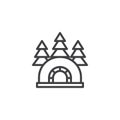 Igloo ice house in forest outline icon