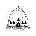 Igloo Icon hand draw black colour winter ice logo symbol perfect