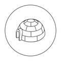 Igloo icon in outline style isolated on white background. Ski resort symbol stock vector illustration. Royalty Free Stock Photo