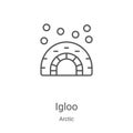 igloo icon vector from arctic collection. Thin line igloo outline icon vector illustration. Linear symbol for use on web and