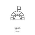 igloo icon vector from arctic collection. Thin line igloo outline icon vector illustration. Linear symbol for use on web and