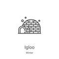 igloo icon vector from winter collection. Thin line igloo outline icon vector illustration. Linear symbol for use on web and