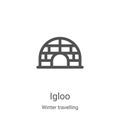 igloo icon vector from winter travelling collection. Thin line igloo outline icon vector illustration. Linear symbol for use on