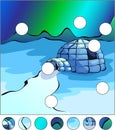 Igloo and northern lights in the sky. complete the puzzle Royalty Free Stock Photo