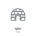 Igloo outline vector icon. Thin line black igloo icon, flat vector simple element illustration from editable travel concept