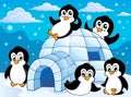 Igloo with penguins theme 1 Royalty Free Stock Photo