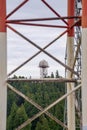 igloo-shaped antenna seen from inside a telecommunications tower Royalty Free Stock Photo