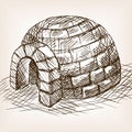 Igloo snow house hand drawn sketch vector